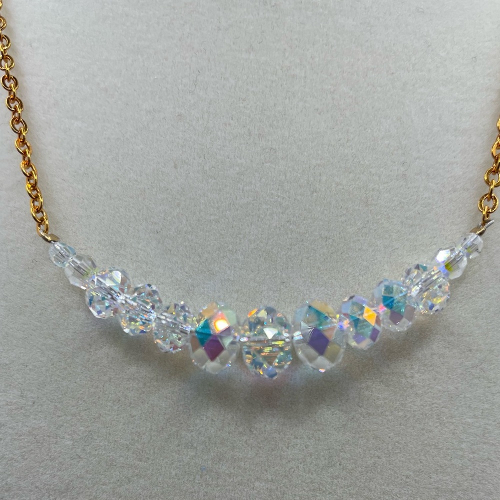 Kirk’s Folly aurora borealis crystal bead necklace. 16 inch with 2 1/2 extender